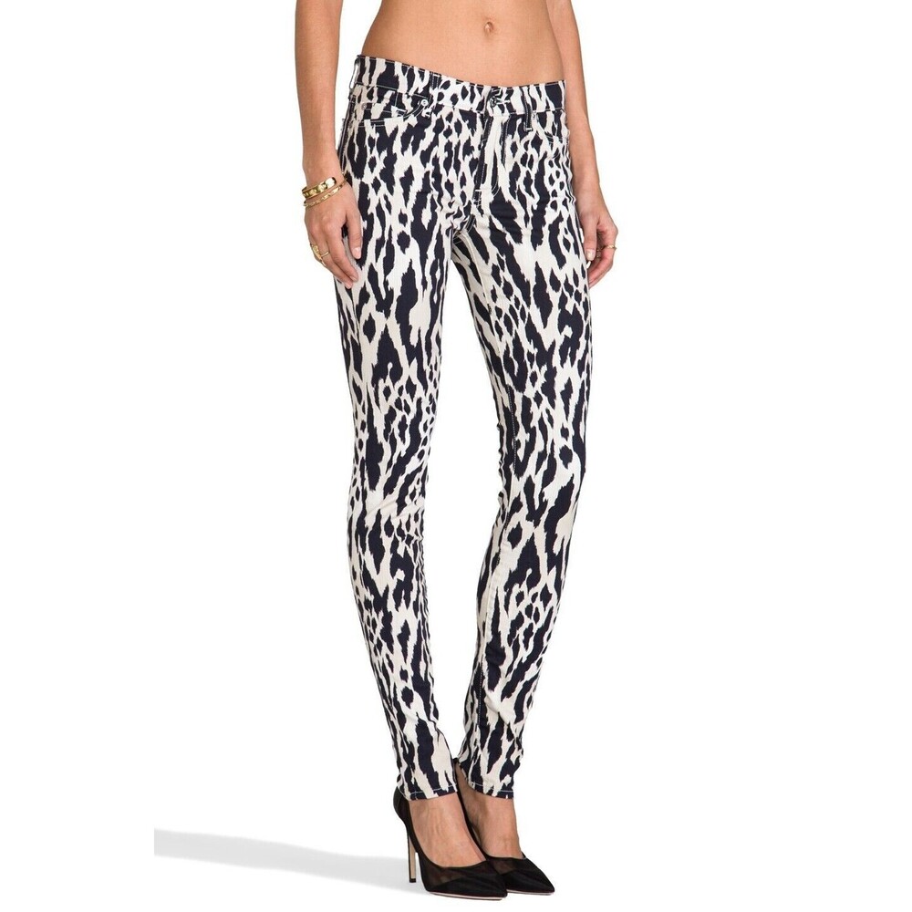 NEW Seven 7 For All Mankind THE SKINNY Womens Jeans Sz 27 in IKAT LEOPARD PRINT
